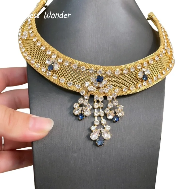 

Timeless Wonder Fancy Zircon Geo Beaded Statement Necklace for Women Designer Jewelry Goth Runway Luxury Retro Rare Top 4526