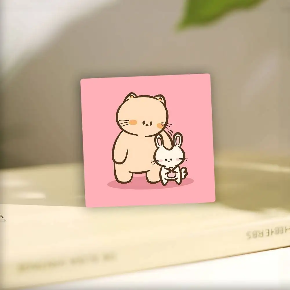 Cat And RabbitS Cartoon Personalized Picture Refrigerator Magnets Square Wedding Favors Magnetic Decoration Craft