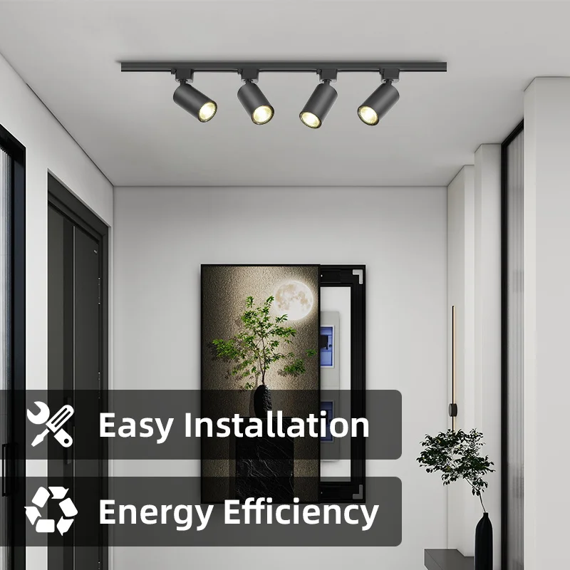 Full Set Track Light Led Ceiling Light Replaceable GU10 Bulb Spotlight for Living Room Kitchen Store Bedroom Lighting Fixture