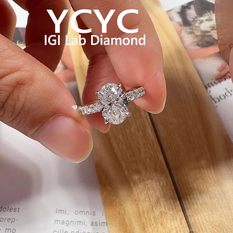 

Solid14K White Gold 5 Ct Lab Grown Diamond Ring Oval Cut Diamond CVD HPHT DEF VS-VVS Wedding&engagement Ring