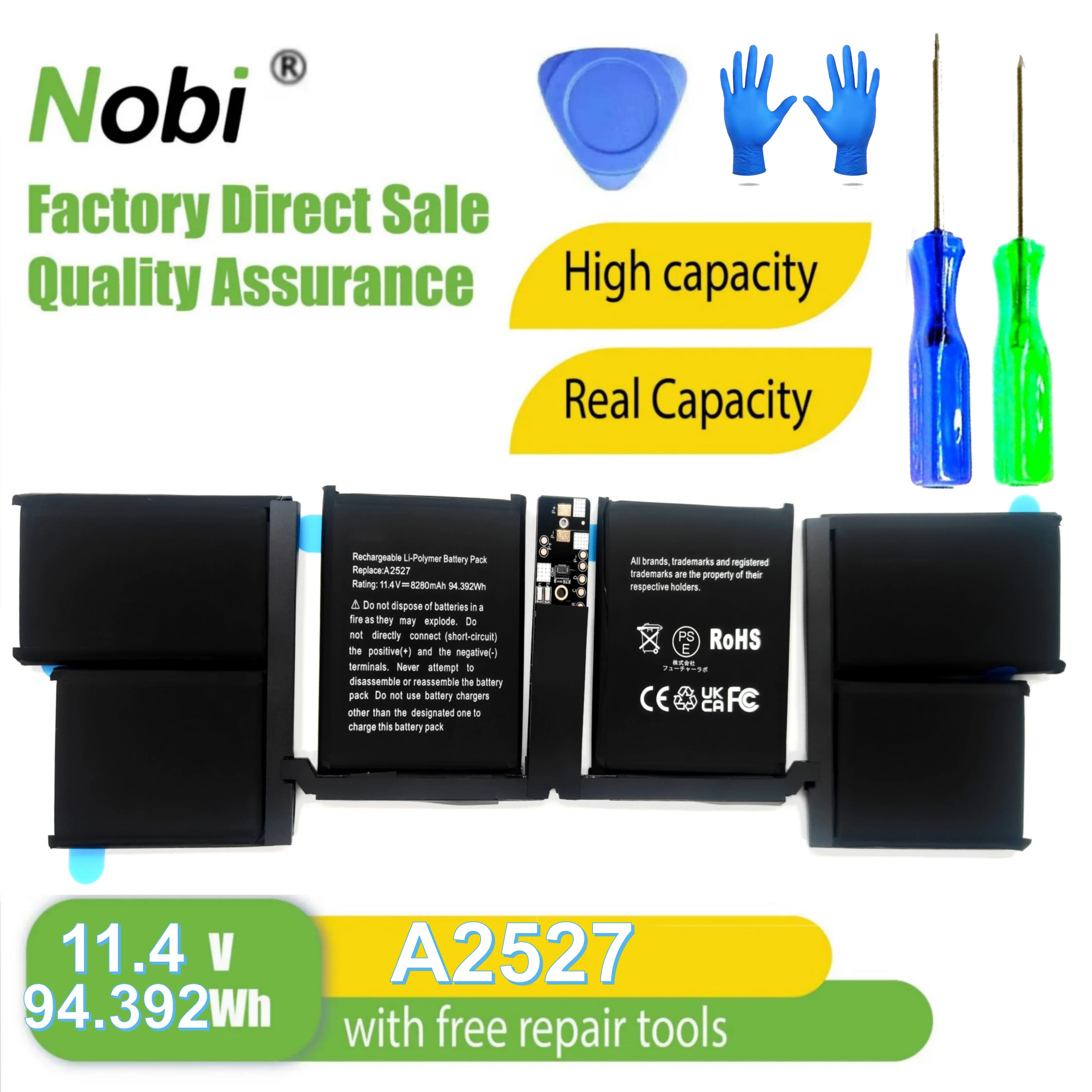 

Nobi A2527 Laptop Battery compatiable with for MacBook Pro 16 inch A2485 (Late 2021) EMC 3651 Compatible Part Number A2527 A2485