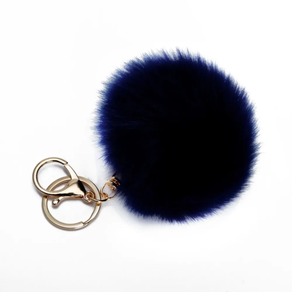 Cute Pom Poms Fluffy Faux Rabbit Fur Pompoms Keyring For DIY Women Girls Bag Car Keychain Ball Jewelry Pendant Craft Supplies