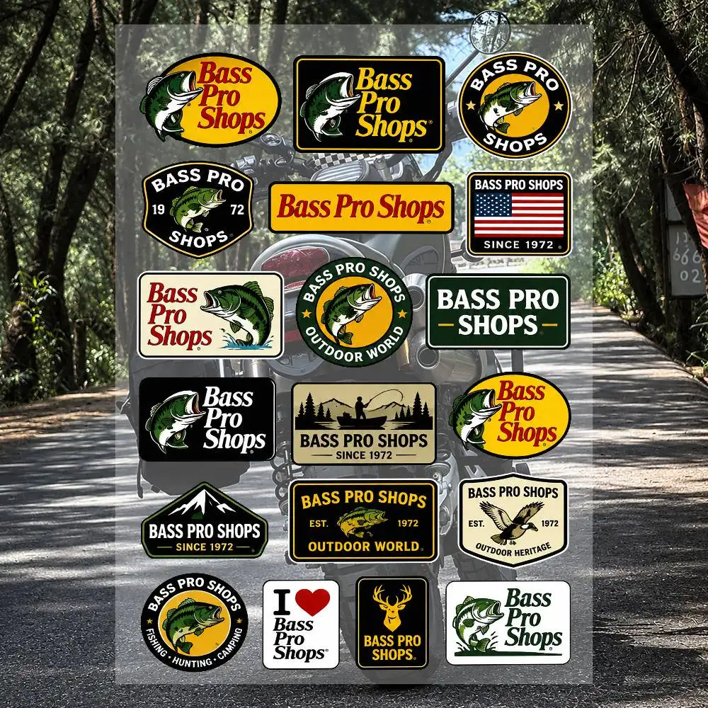 A-bass Pro Shops Racing Motorcycle Stickers Set Waterproof Vinyl Decals For Helmet Motorcycle Car Laptop Skateboard Luggage