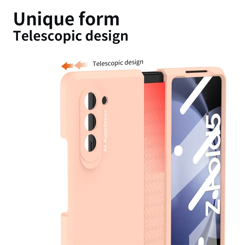 Suitable For Samsung Galaxy Z Fold 5 4 3 2 Hinge Leather Case With Front Glass Full Protection Ultra-thin Hard PC Cover