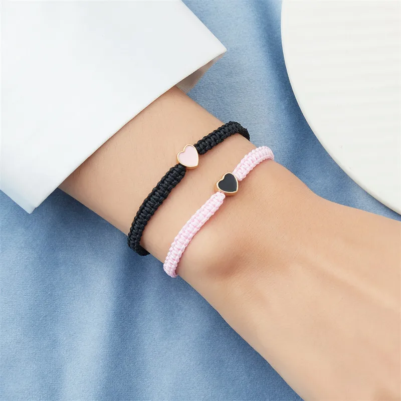 2er-Set mit farbenfrohen, herzförmigen, passenden Armbändern für Paare, Freundschaften, trendige Paar-Armbänder, Jahrestagsgeschenke zum Valentinstag – Detail 11