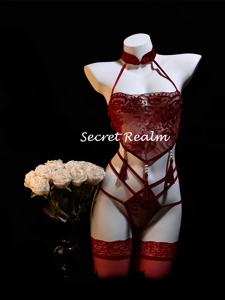 Sexy belly pocket 2025 popular new Chinese ancient style hollow lace pure desire underwear