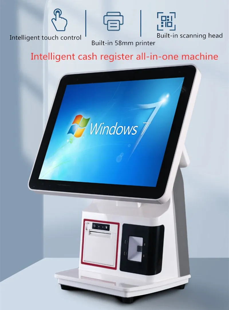 15.6インチタッチスクリーンAndroid/Windows POSシステム、内蔵Wi-Fi、58mmプリンター搭載、小売店向けキャッシュレジスターPOSデスクトップ