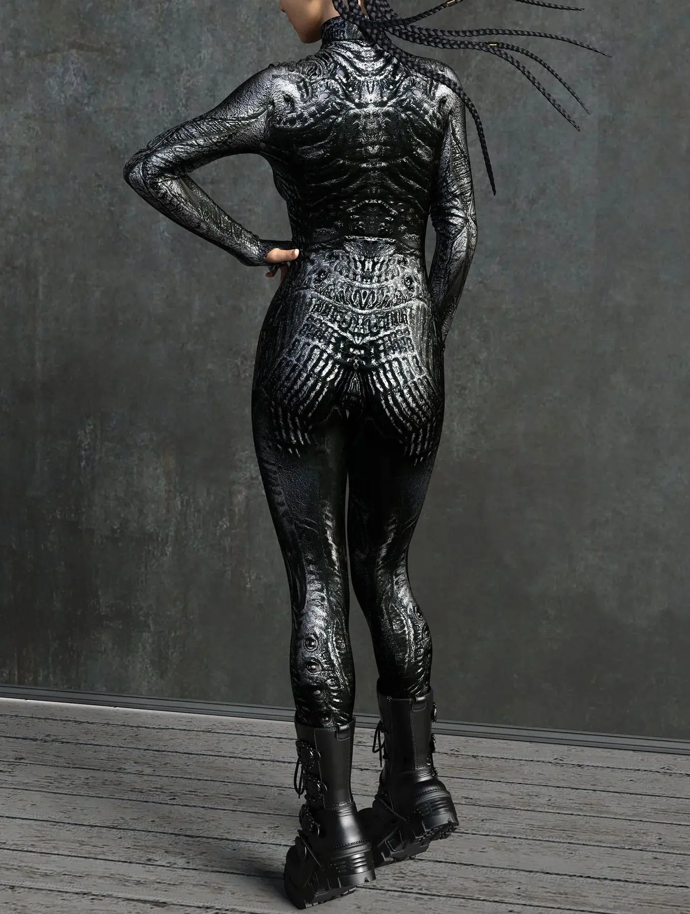 Mechanischer Rüstungs-Roboter-Bodysuit für Frauen, Skelett-Cosplay, Punk-Zentai-Jumpsuit, Kostüm für Halloween-Party, Aufführung, Maskerade – Detail 12