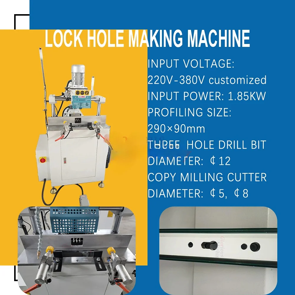 PVC Hardware Holes Milling Equipment Two Axis Door Lock Miter Machine