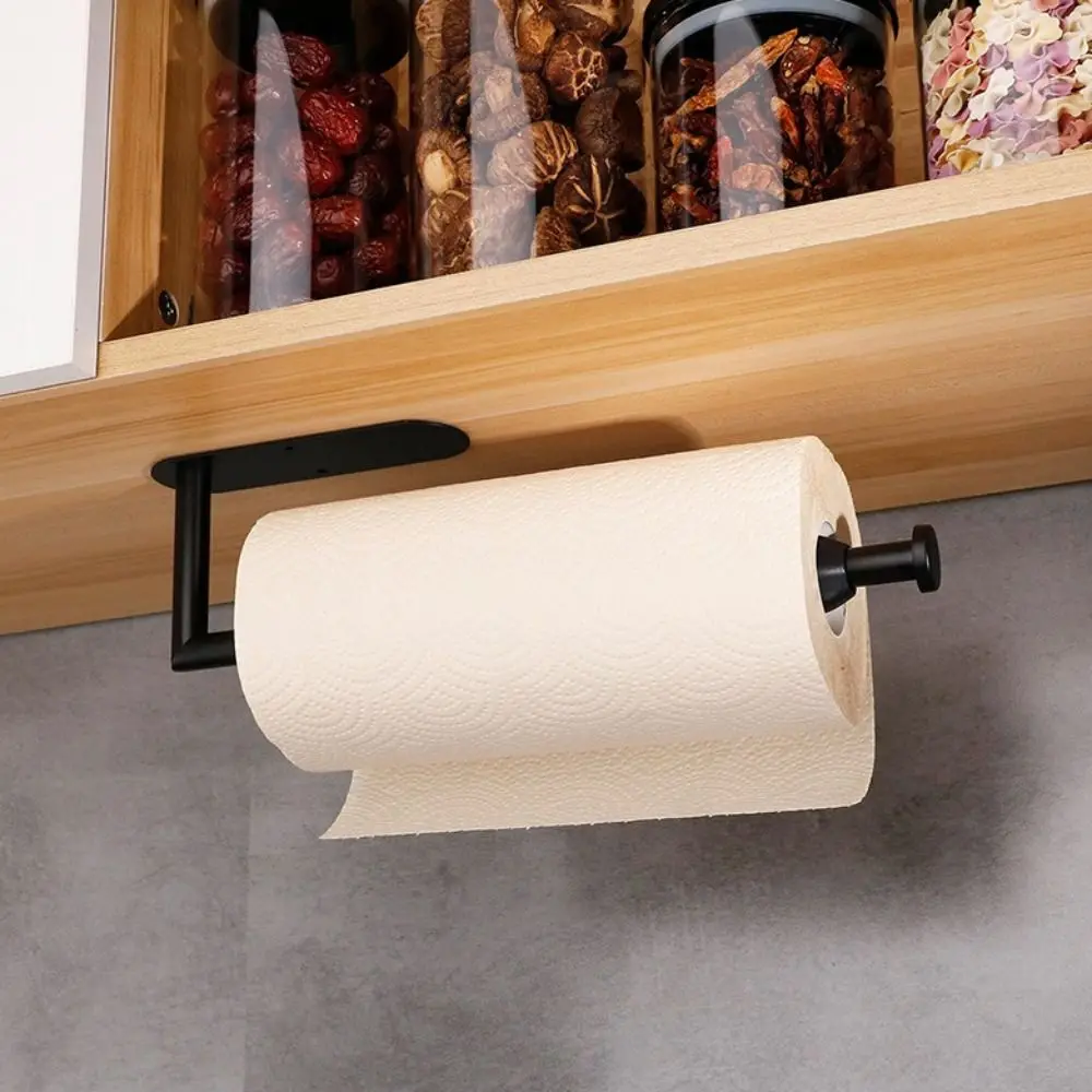 

Stainless Steel Paper Roll Holder Adhesive Mount No-Drill Toilet Paper Holder Wall Mounted Punch-free Kitchen Organizer
