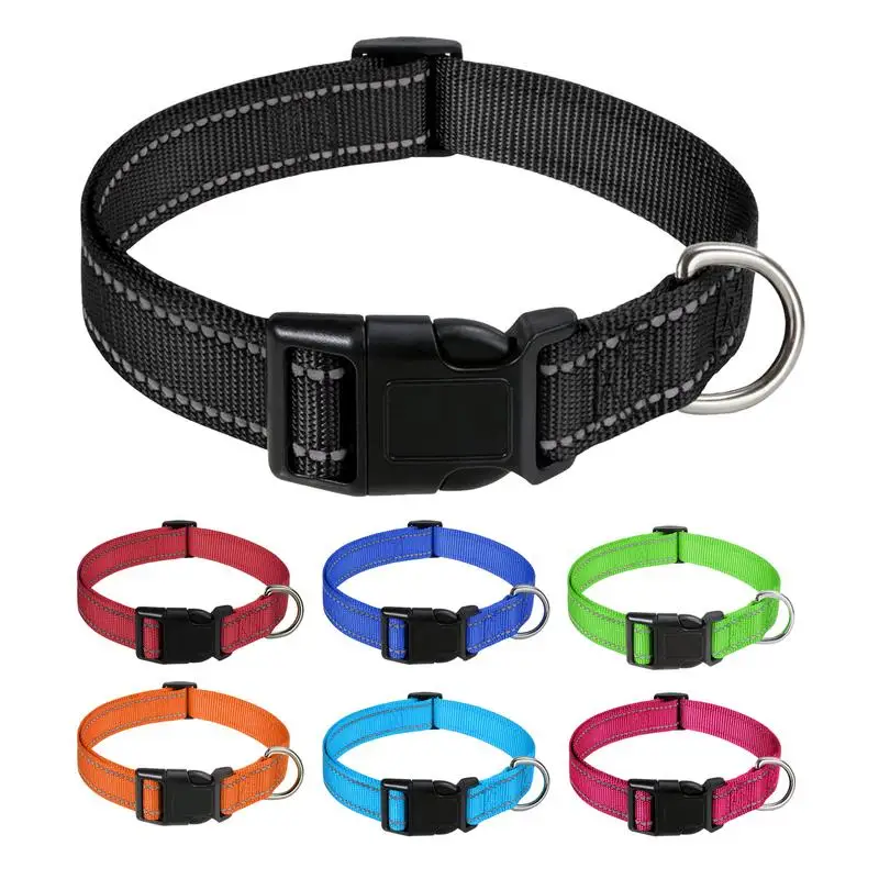 

Reflective Dog Collar Adjustable Breathable Durable Cozy Reflective Pet Collar Nylon Cat Collar For Small And Medium-Sized Pets