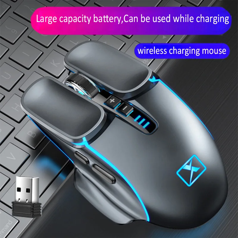 2.4G Wireless Mouse Rechargeable Mechanical E-sports Mouse 6 Buttons 4 Levels DPI Adjustmentt Intelligent Power Saving For PC