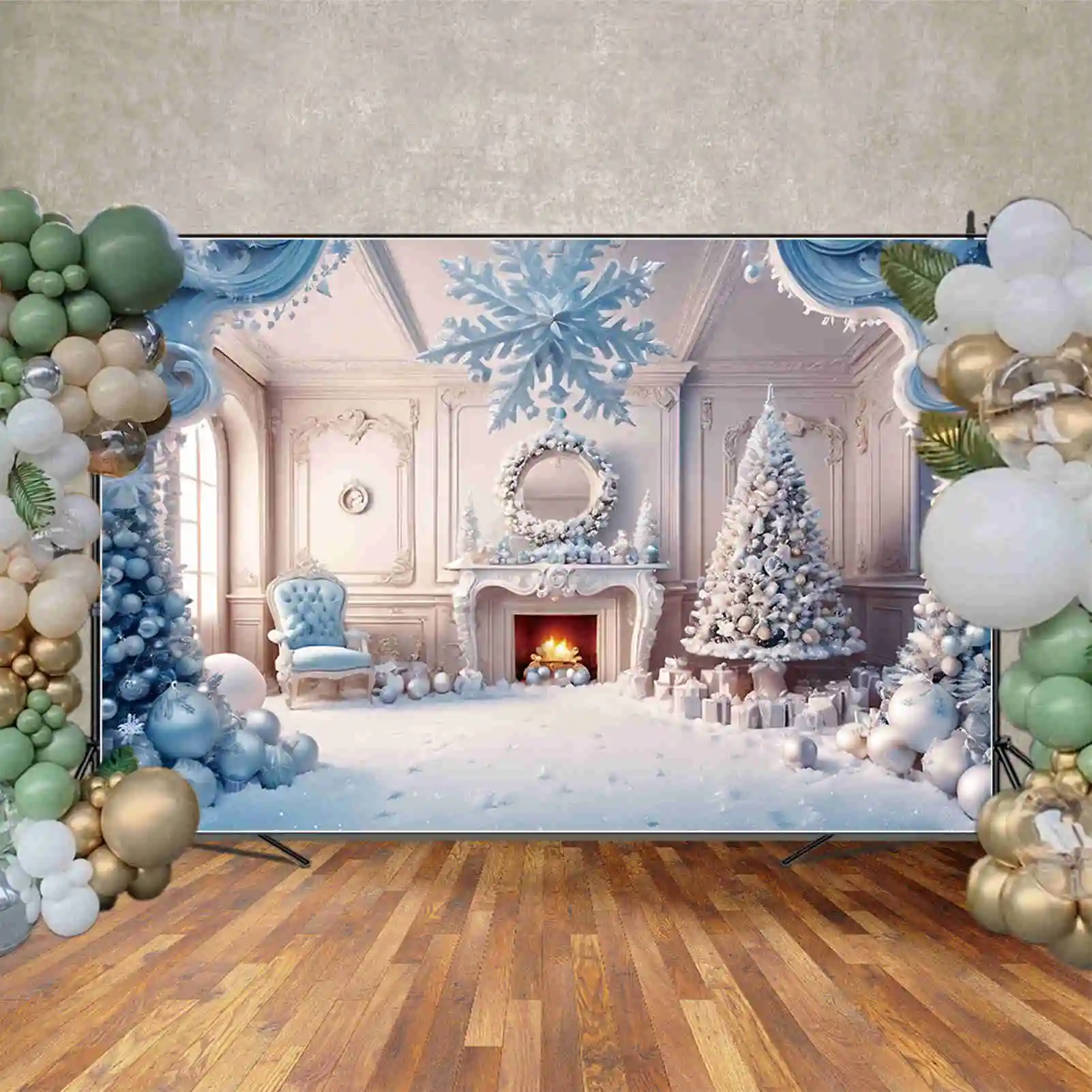 Mond. qg Kinder weihnachts baum hintergrund westlicher Kamin Innen verzierungen Geschenk hintergründe Party dekor Fototermin zubehör