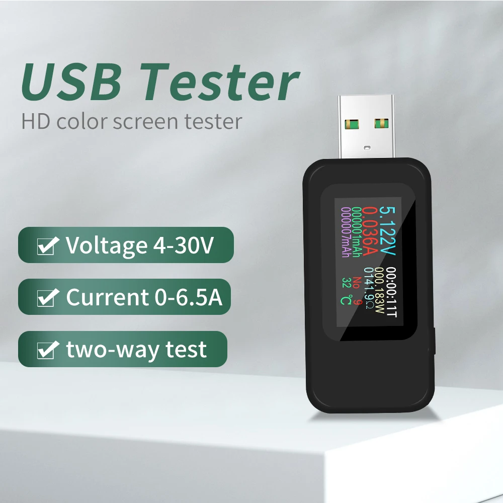 KWS-MX18L 10 in 1 USB Tester DC Digital Voltmeter Voltage Detector  Current Meter LCD Color Screen Ammeter Charger Indicator