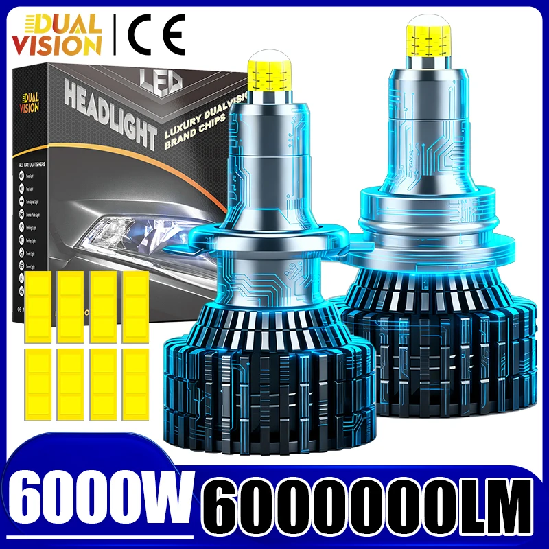

6000W 6000000LM H1 LED 360 H7 Car Headlight H11 H8 H9 9005 HB3 9006 HB4 9012 HIR2 Lights Canbus 24PCS CSP 6000K Lamps For Lenses