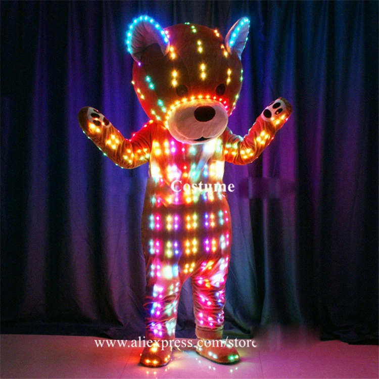 LED Light Bear Robot  led costumes RGB light bears doll colorful perform wears luminous full color outfit