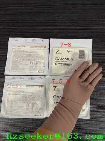 Ansell Gammex 라텍스 마이크로 초박형 민감한 라이트 브라운 또는 커피 색상 확장 내부 및 외부 장갑, 300mm, 12 인치, 1 쌍