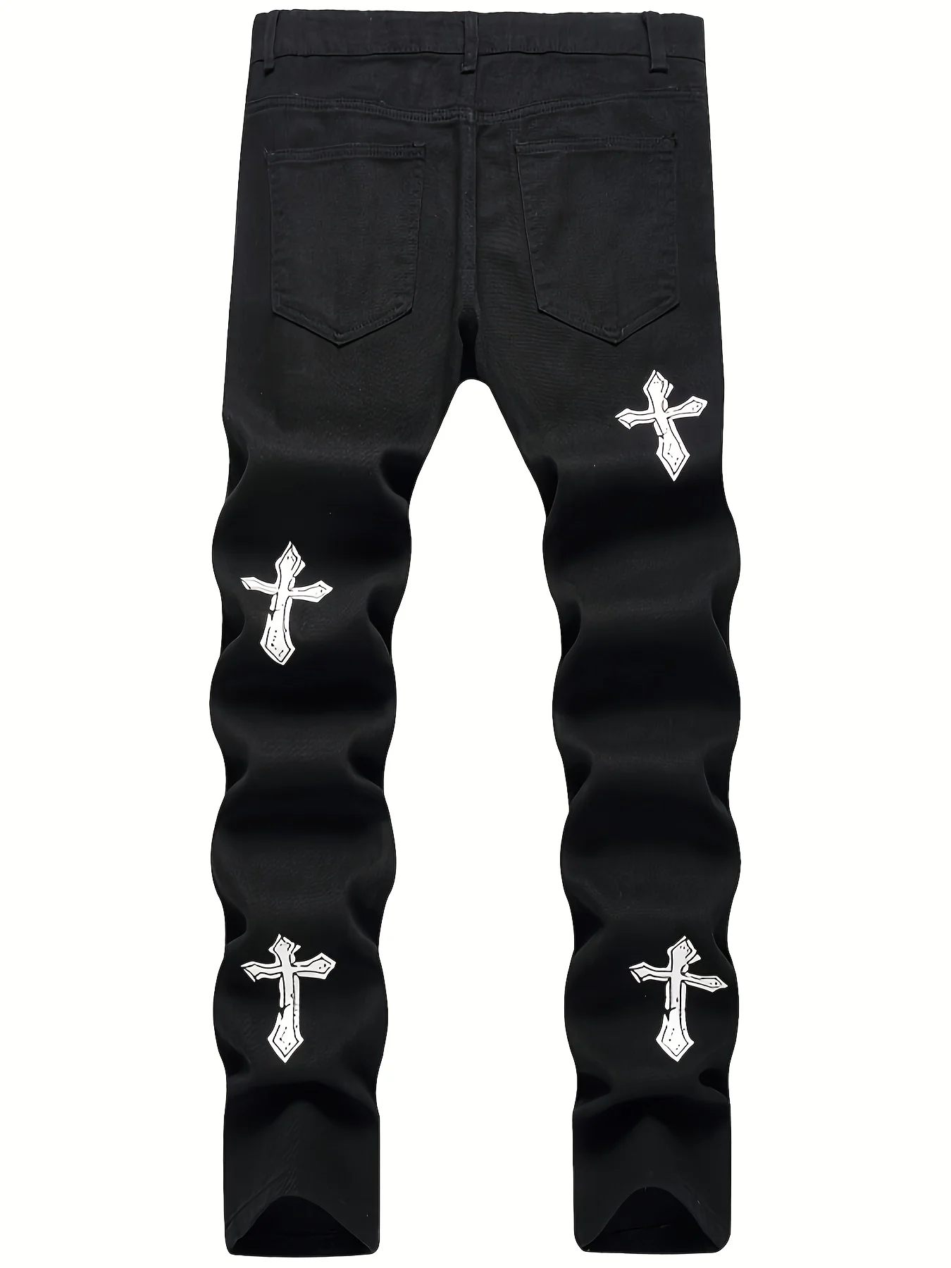 جينز ضيق بطباعة متقاطعة من High Street باللون الأسود للشباب للرجال