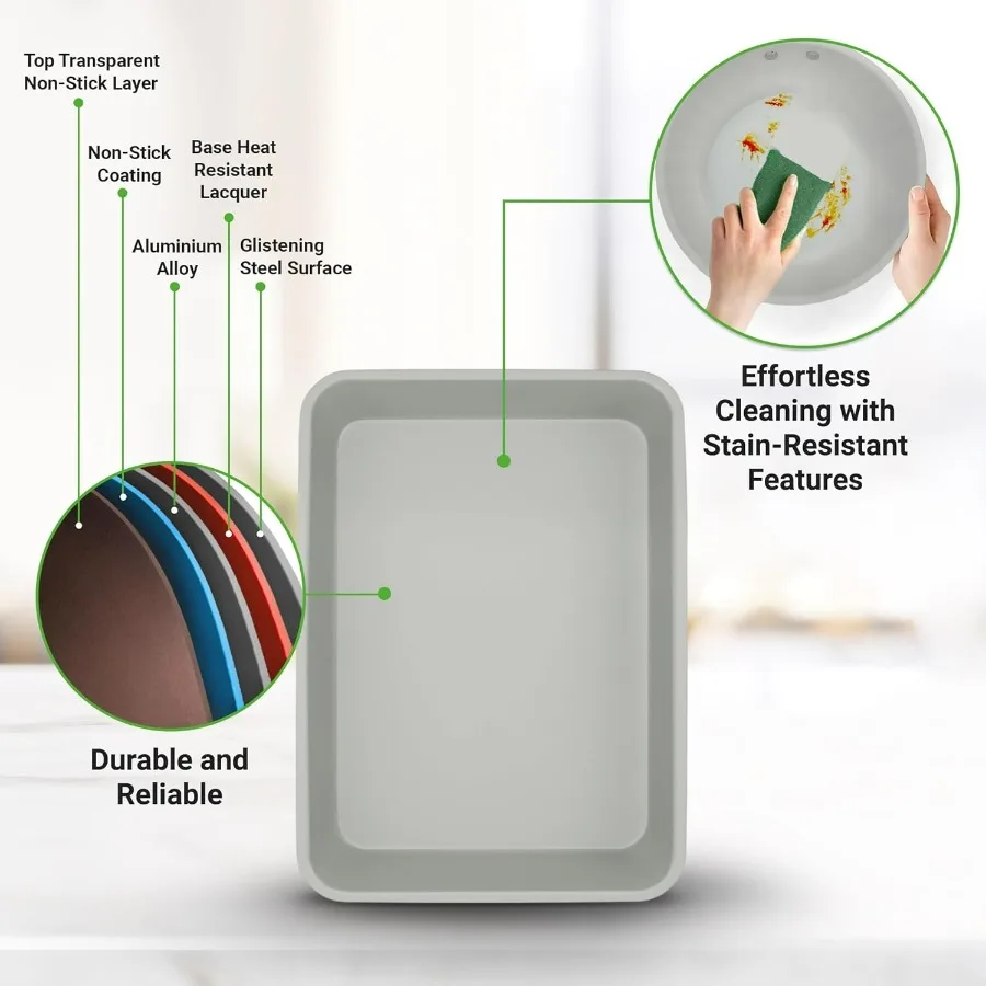 مجموعة أدوات خبز وأواني طهي غير لاصقة مكونة من 20 قطعة - أواني بما في ذلك الأواني ومقالي الخبز المصنوعة من الألومنيوم المتين والزجاج المقسى