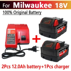 New 100% Original 12000mAh For Milwaukee M18 Power Tool Battery, BR, XC, 18V, 12000mAh M18B5, 48-11-1860, Built-in 18650 Battery