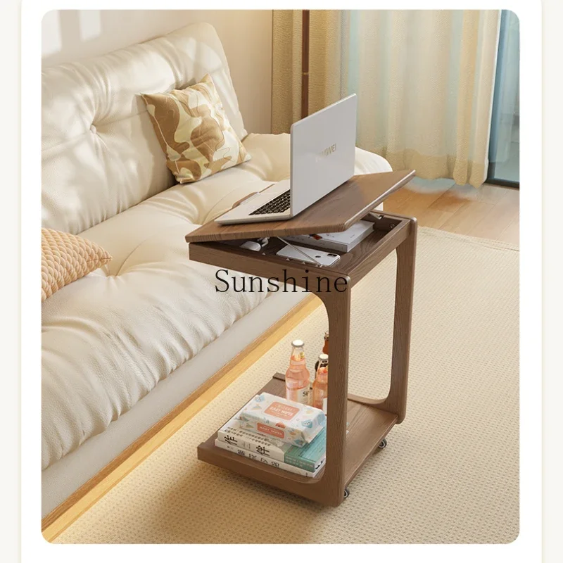 Movable bedside table wheel small tea table side cabinet