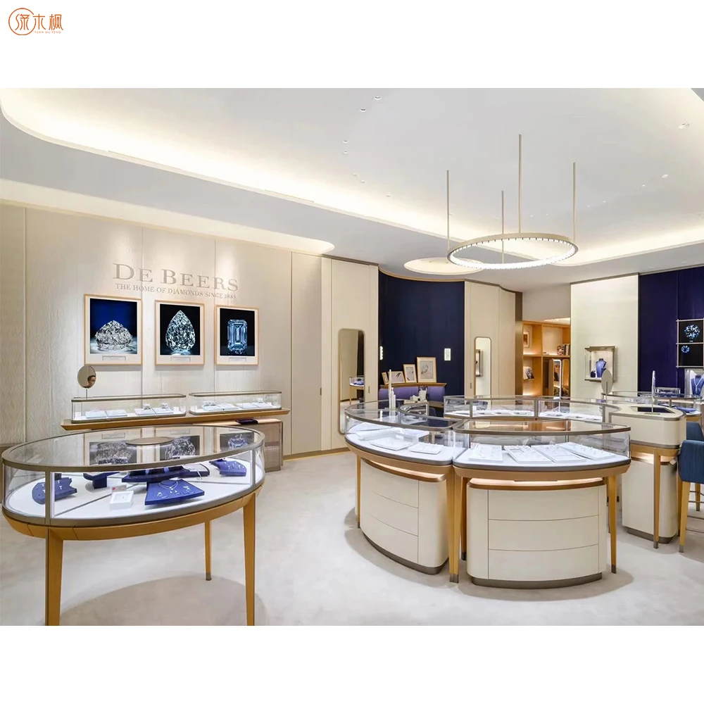 Boutique Oval Jewelry Store Design Schmuck Display Counter Custom Factory Supply