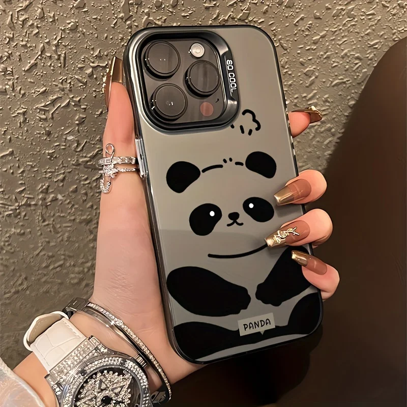 

Cute panda phone case for iPhone 16 15 14 13 12 11 Pro/ Max/Plus shock-proof rear cover anti-fingerprint