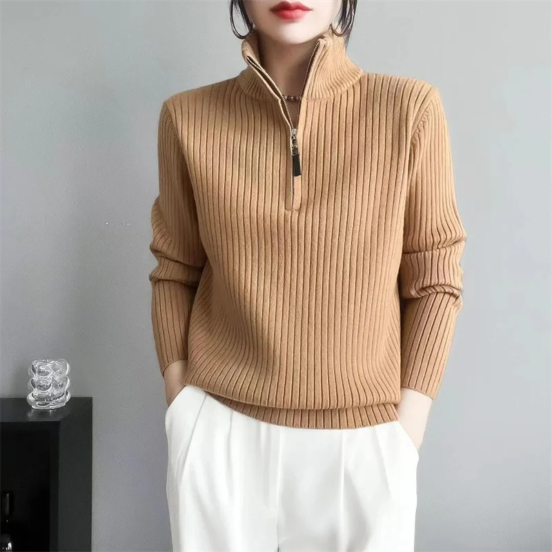 

2025 женский полукардиган, вязаные топы, осень-зима, женский свитер большого размера 4XL, корейский женский пуловер с длинными рукавами, вязаный