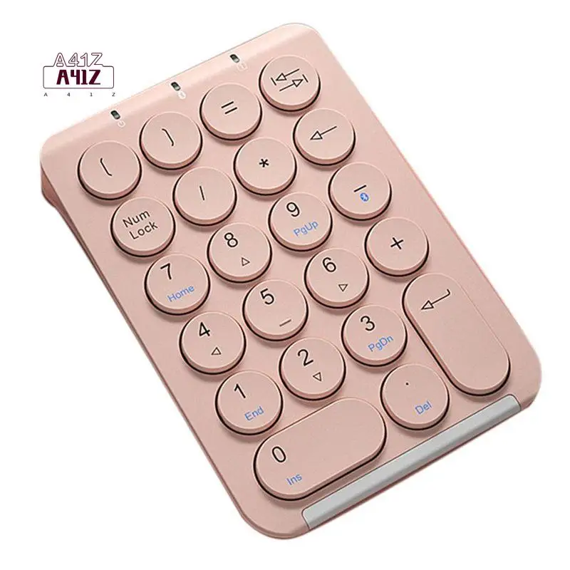 A41Z-Wireless Number Pad Bluetooth Numeric Keypad Round Keycaps Numpad 22 Keys Rechargeable Number Keyboard