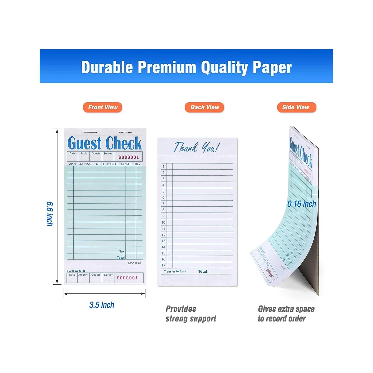 Livro de checks para convidados, 20 pacotes, blocos de notas de servidor, almofadas de fiação de acessórios de garçonete, almofadas de pedido de suprimentos de restaurante, contagem total de 1000