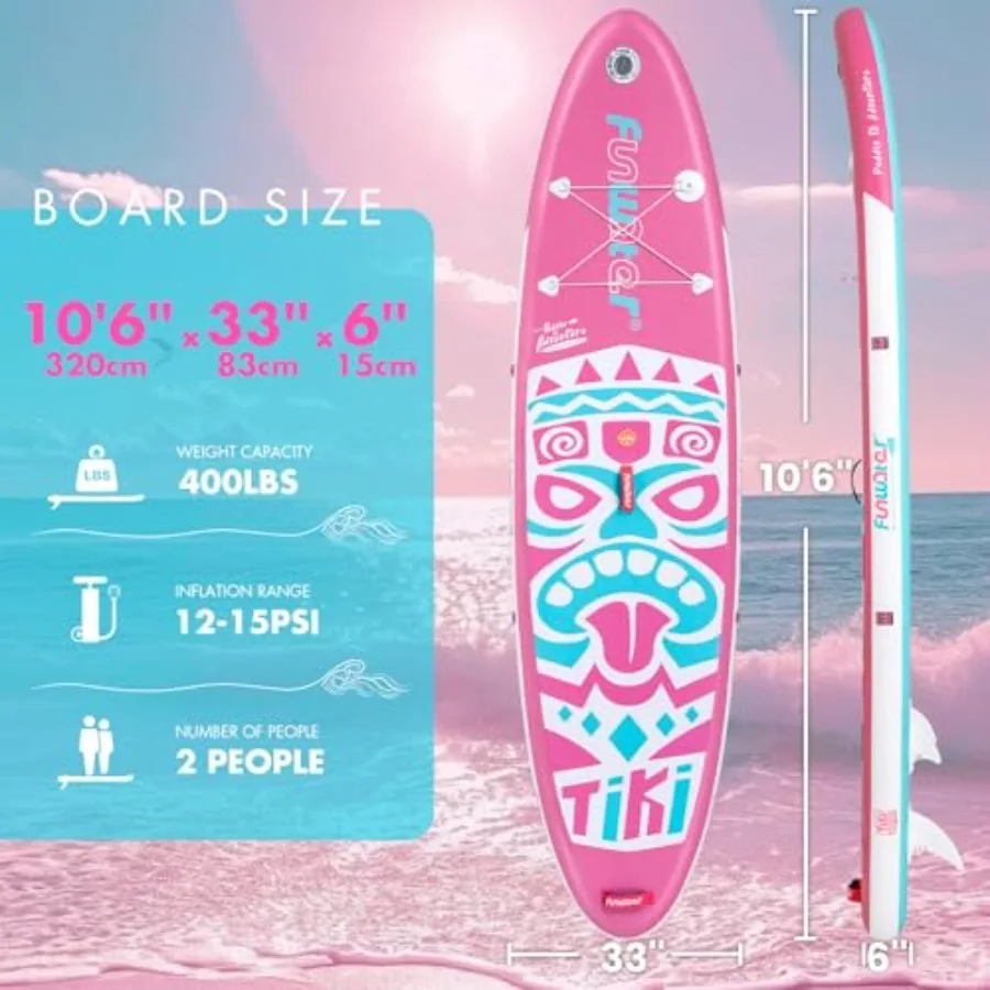 Inflatable Stand Up Paddle Board for adults youth, PVC drop-stitch material, blue/gray, ultra-stable wide deck with anti-slip E