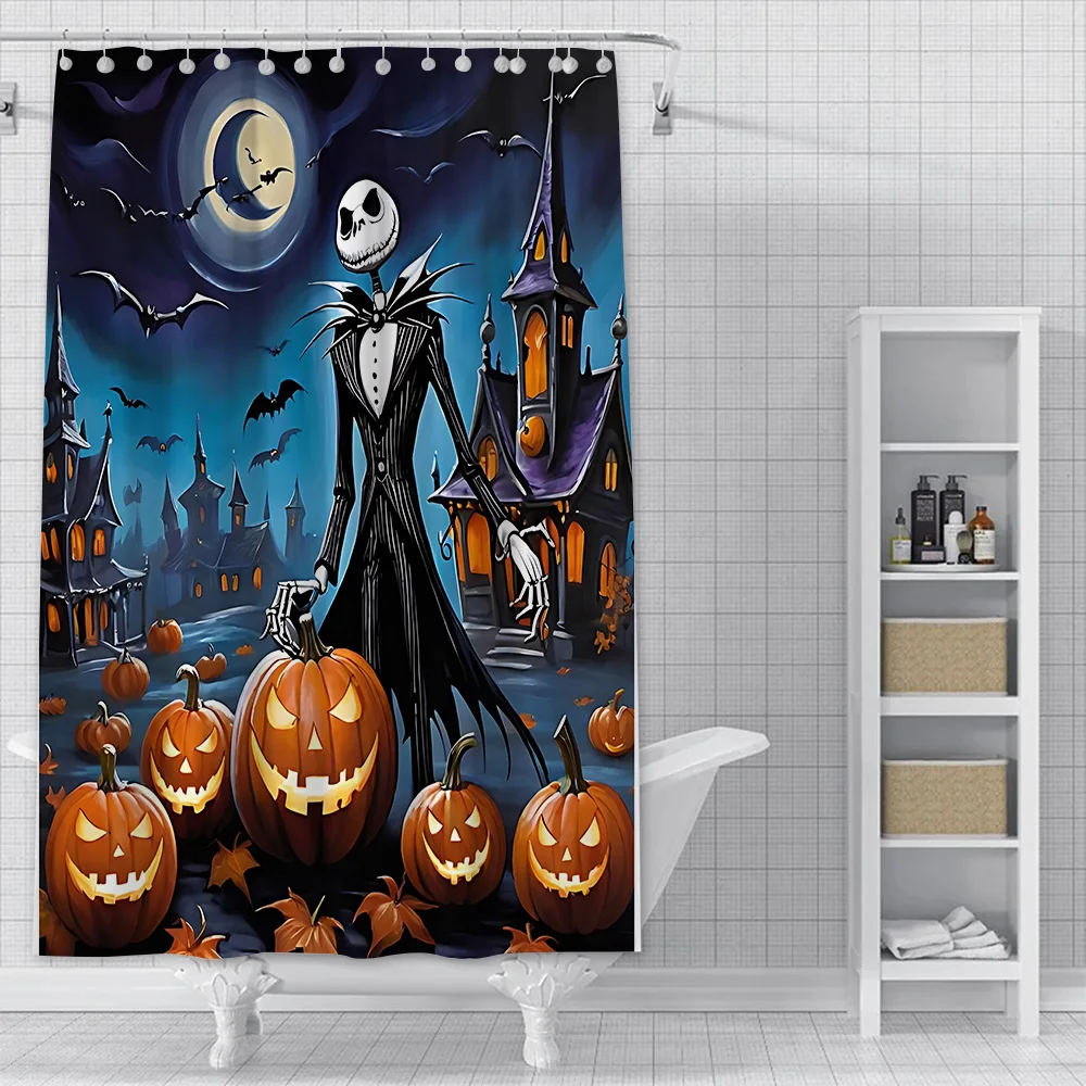 Shower Jack Skellington Curtain Waterproof Polyester Fabric Paint Colorful Bath Curtains Home Bathroom Decor Curtain With Hook