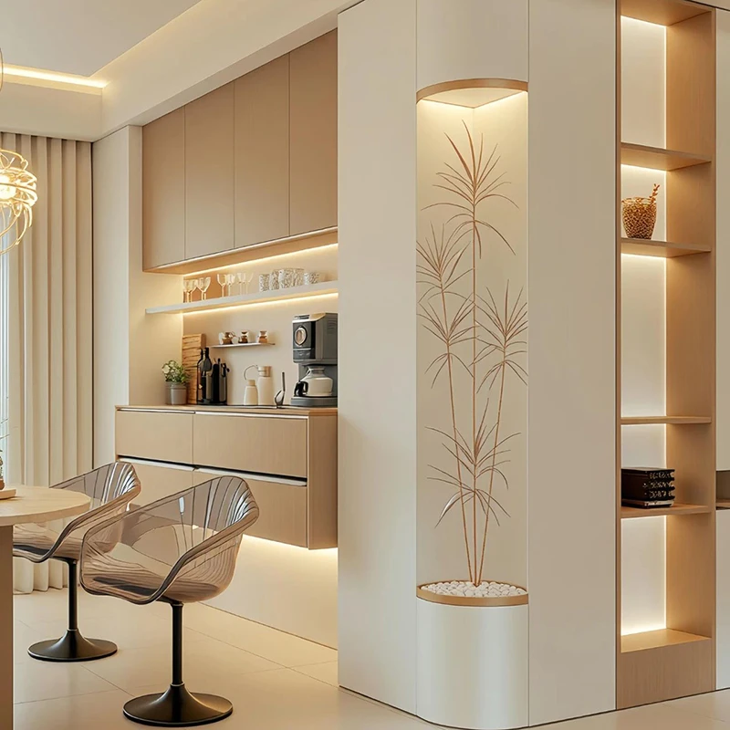 أثاث بتصميم بسيط على الطراز الخشبي الكريمي الحديث، ديكور منزلي كامل مخصص للفنادق والفلل