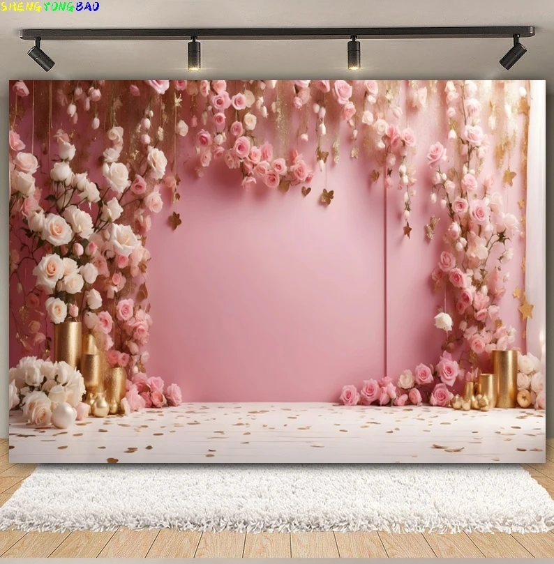 Cenário fotográfico de flores de casamento, arco floral abstrato, aniversário de bebê, grávida, cerimônia de chá de panela, retrato, fundo de foto