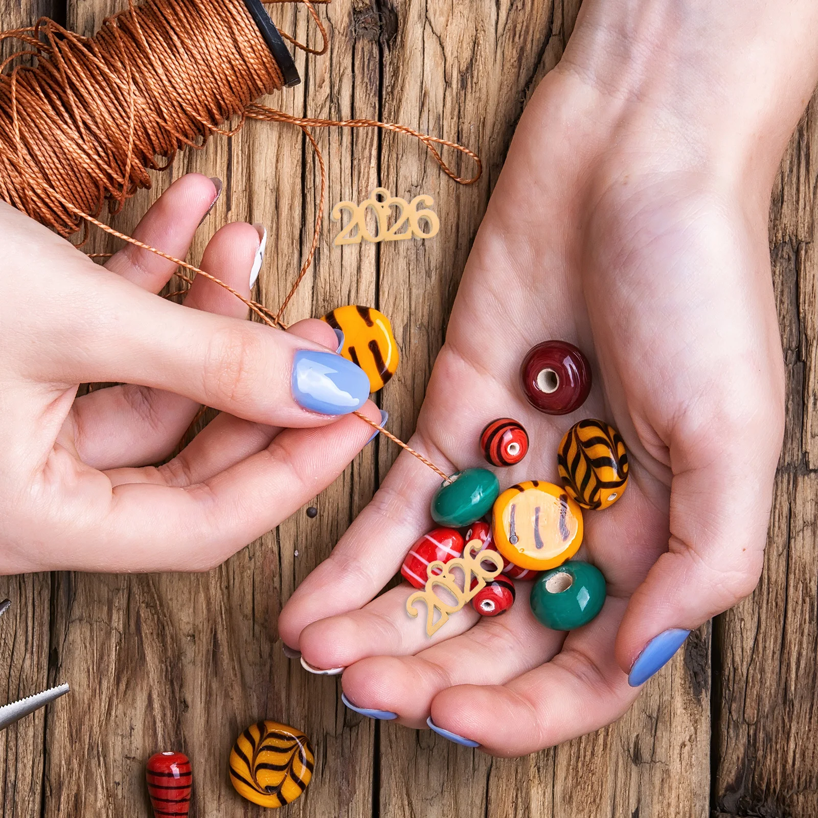 

20pcs 2026 Year Charms Mini Metal Number Pendants Stainless Steel Jewelry Making Accessories For Diy Necklace Bracelet Keychain