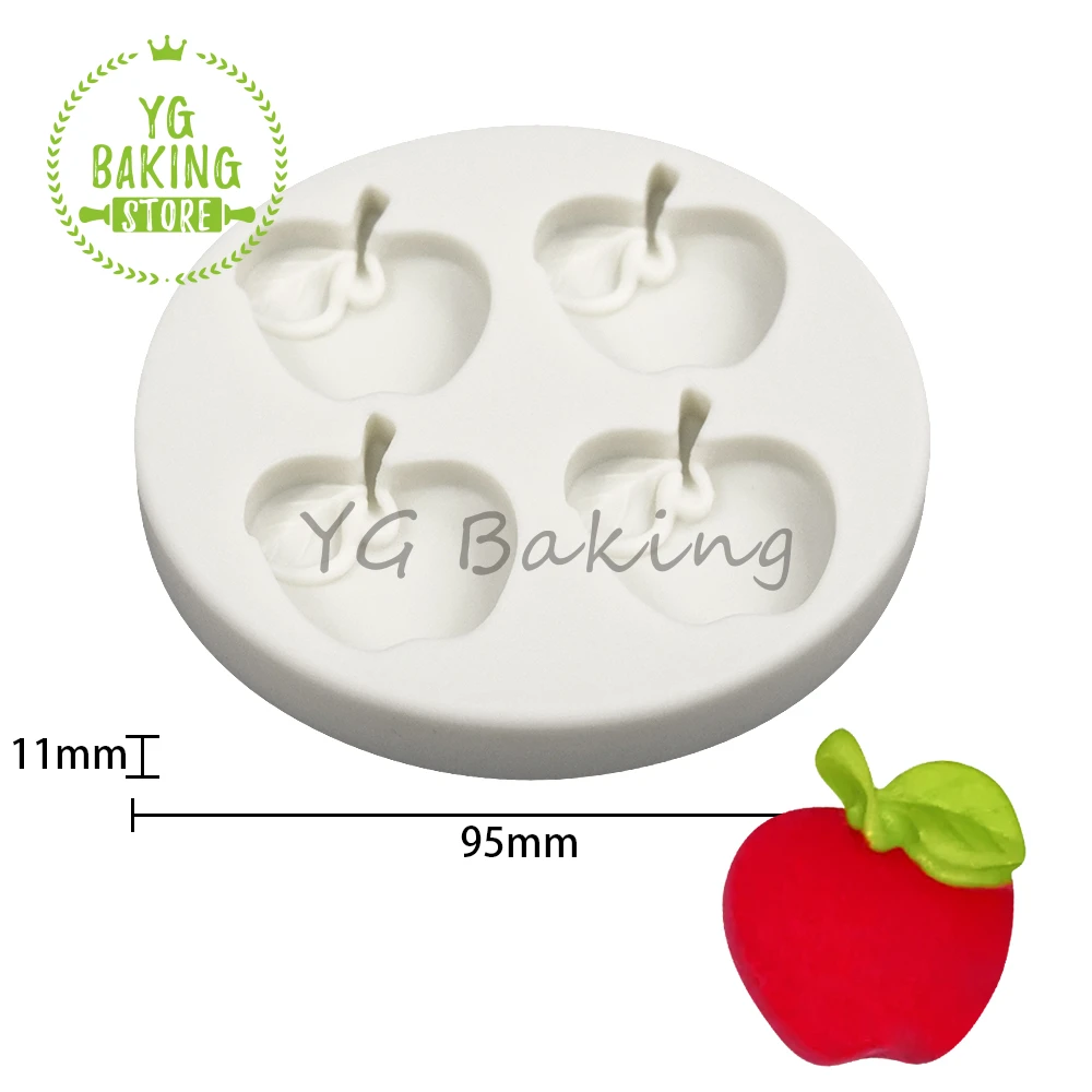 3D Small Apple Design Silicone Mold Fruit Chocolate Fondant Mould DIY Clay Plaster Model Cake Decorating Tools Kitchen Bakeware