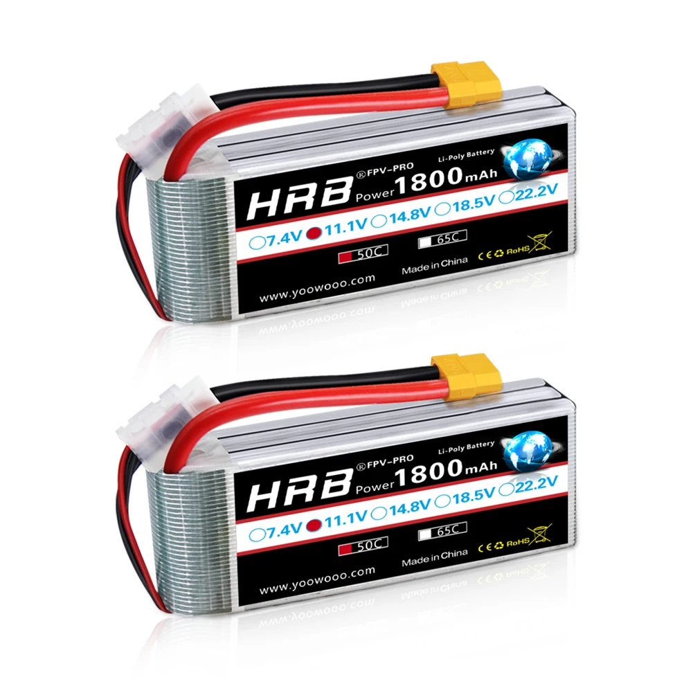 HRB 11.1V 1800mAh 3S 50C LiPo Battery with XT60 Plug for Skylark M4-FPV250 Mini Shredder 200 INDY250 PLUS MOJO 280 QAV250 FPV