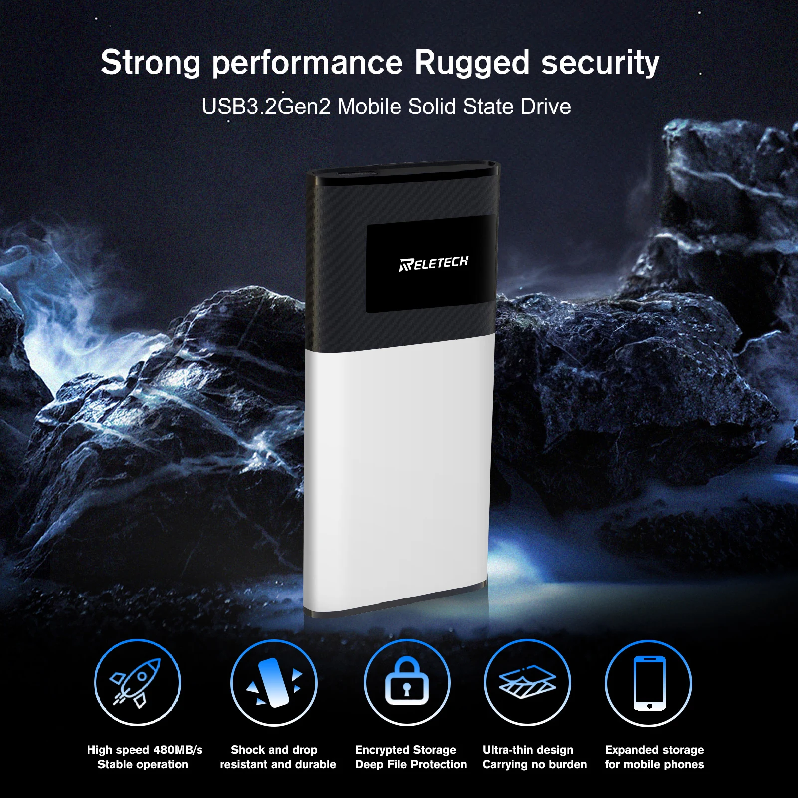 Reletech Portable SSD USB3.2 Gen2 PC and Mac Gaming Students Professionals P20 Extemal Up To 480MB/s