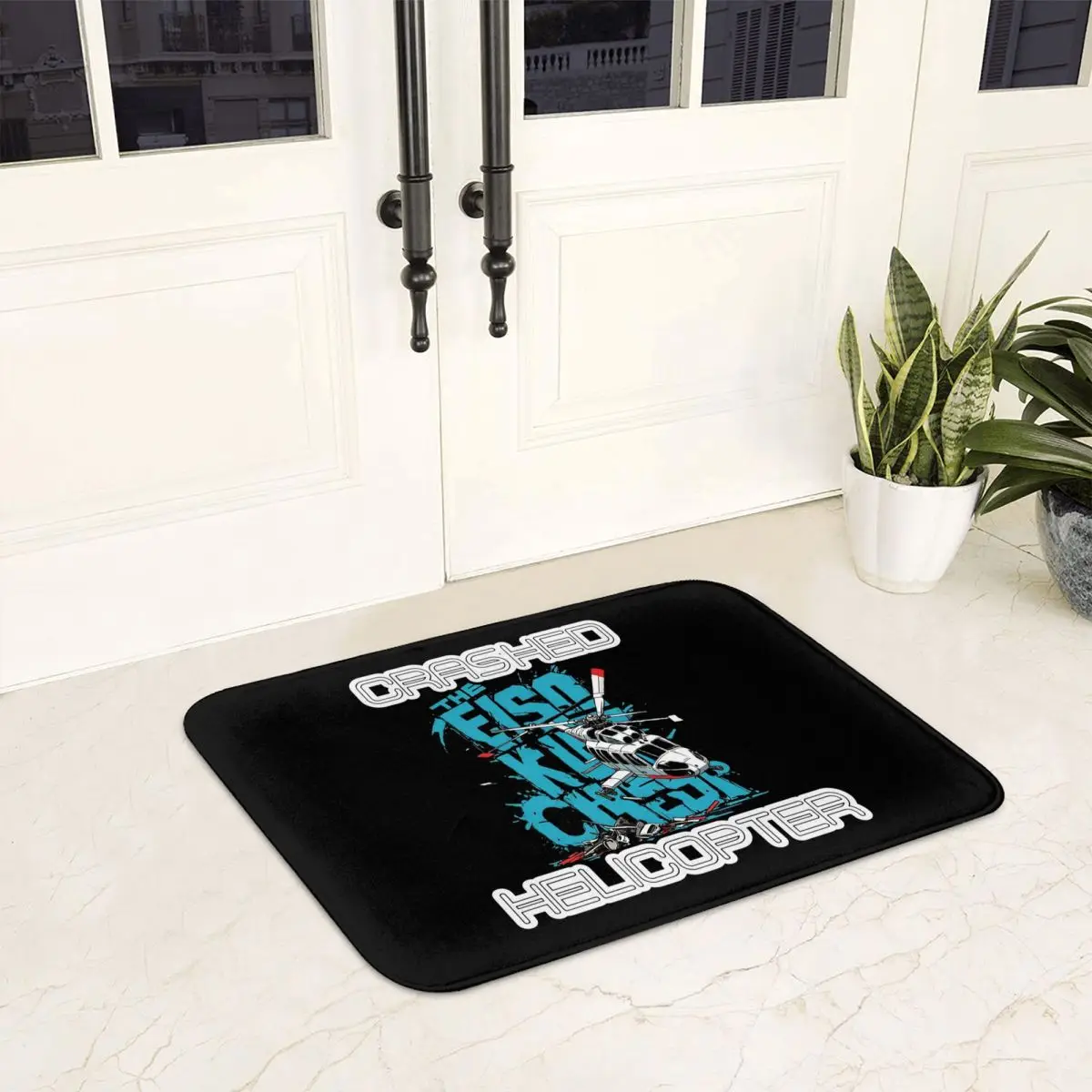 Crashed Helicopter Doormat Anti-skid Super Absorbent Bath Mats Home Entrance Rugs Kitchen Bedroom Carpet Outdoor Footpad