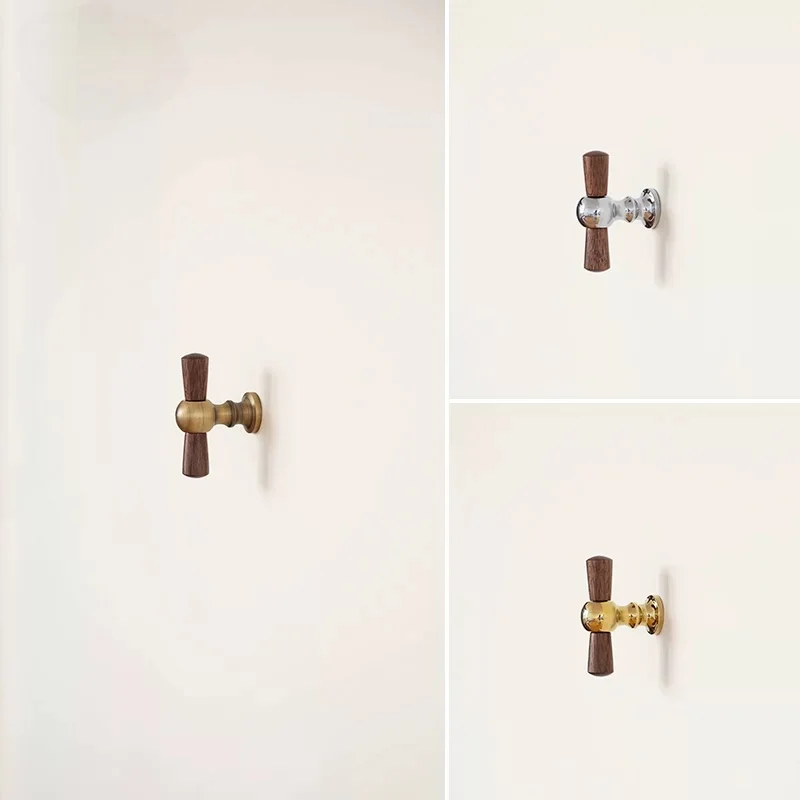 Mid Century Walnut Brass Pull, Vintage Antique Bronze Drawer Cabinet Handle