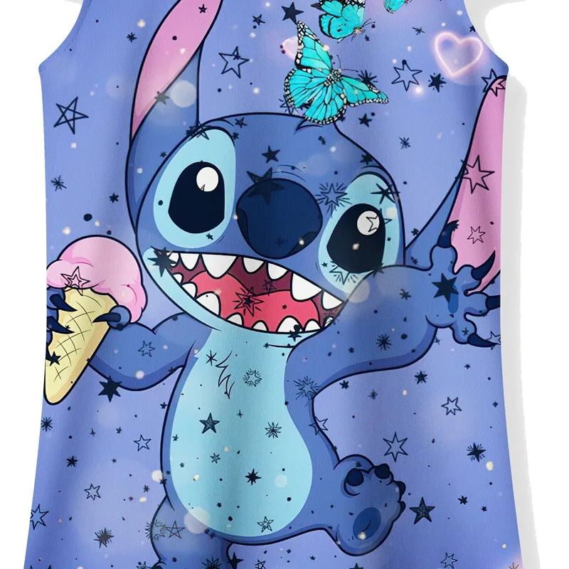2023 Kids Night Dress Baby Girls Cartoon Stitch Nightgown Silky Milk Silk Girls Sleepwear Pyjama Enfant Fille Kawaii Nightdress image 4
