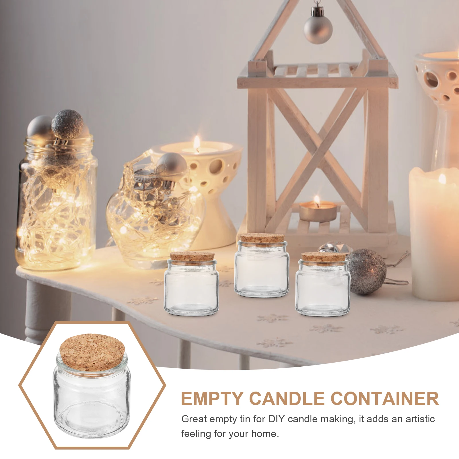 

8pcs Aromatherapy C les Glass Jars Clear Cork DIY Containers Tealight C Holders Empty Storage Vessels Sealed Strips