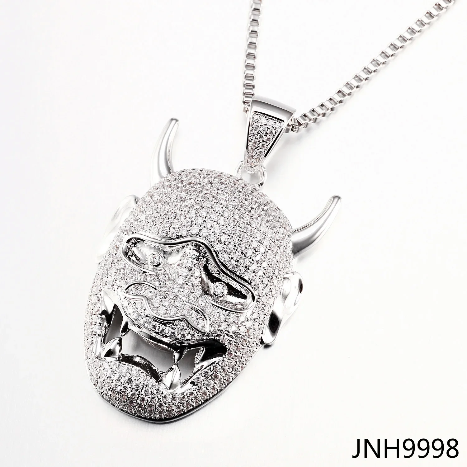 Micro Cuban Chain with Pendant Ghost Mask Pendant Devil Necklace Gold Plated Jewelry Necklace Men