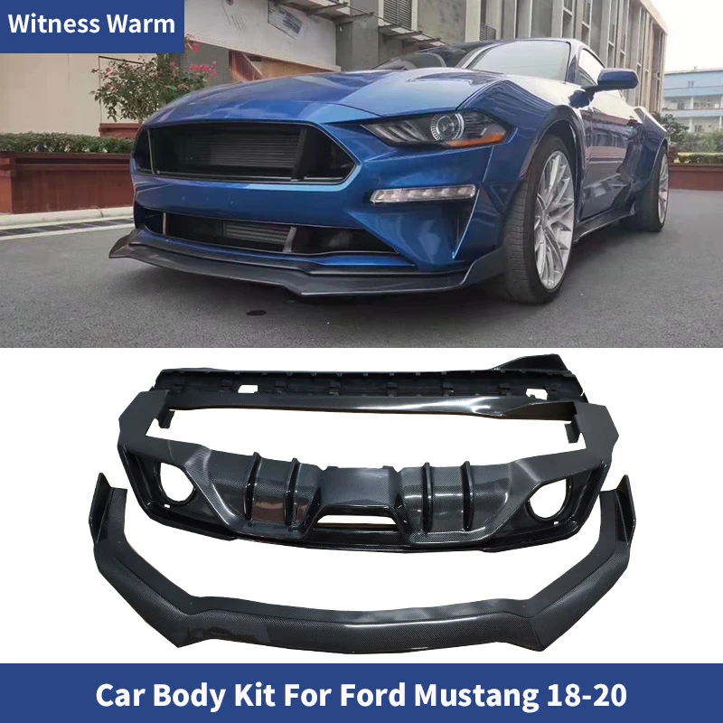 

Carbon Fiber Front Splitter Rear Bumper Diffuser Lip Back Bumper Spoiler Side Skirts Apron for Ford Mustang Body Kit 2018