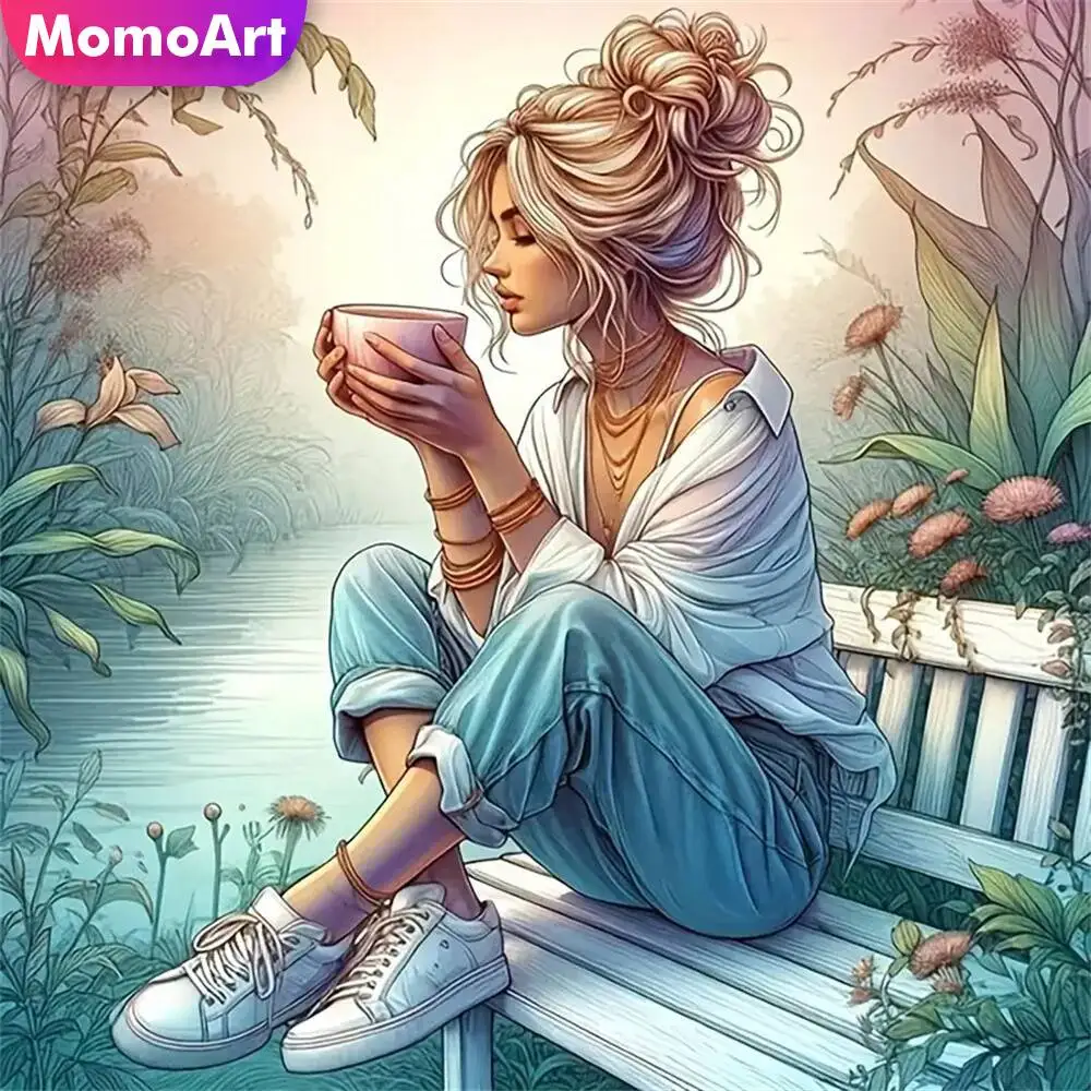 Momoart 5D DIY Woman Diamond Embroidery Character Mosaic Portrait Suitable For Beginners Diamond Painting Cartoon Handicraft