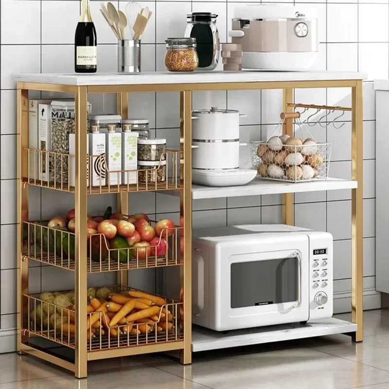 

Wwww Household Kitchen Storage Shelf Breathable Multilayer Cabinets Stable Dish Rack for Microwave Oven Efficient Organization