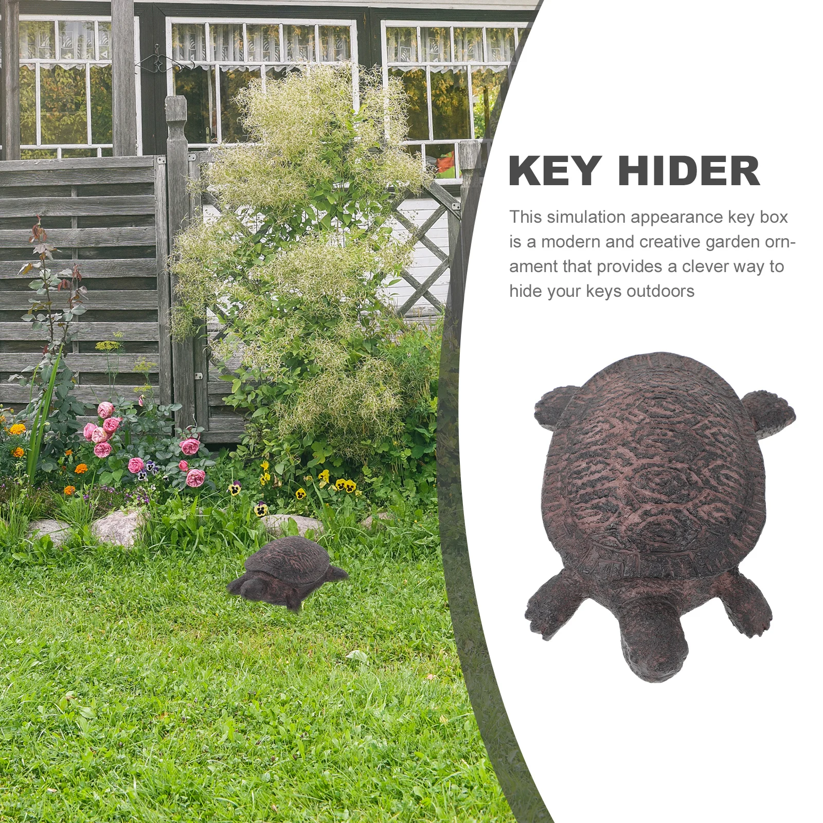 سلحفاة مفتاح إخفاء في الهواء الطلق الراتنج حديقة مفتاح حامل صندوق آمن قطع الغيار مفاتيح تخزين مخفية ديكور هدية لساحة المنزل #4