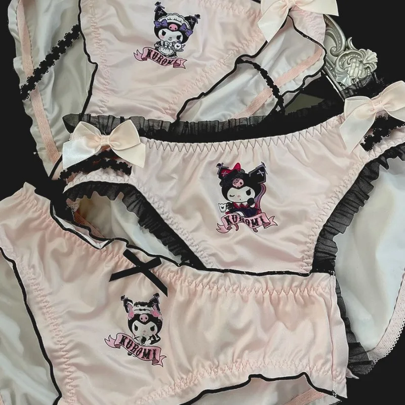 

Sanrio мультфильм Куроми аниме периферийные милые розовые черные кружевные сексуальное нижнее белье трусы для девочек галстук-бабочка подарок Kawaii новый оптовый подарок