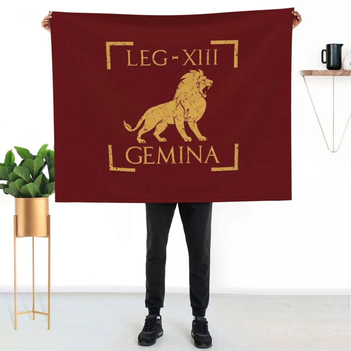 

Legio XIII Gemina Lion Emblem Roman Legion Throw Blanket Cozy Warm Blanket for Bed Room Decor