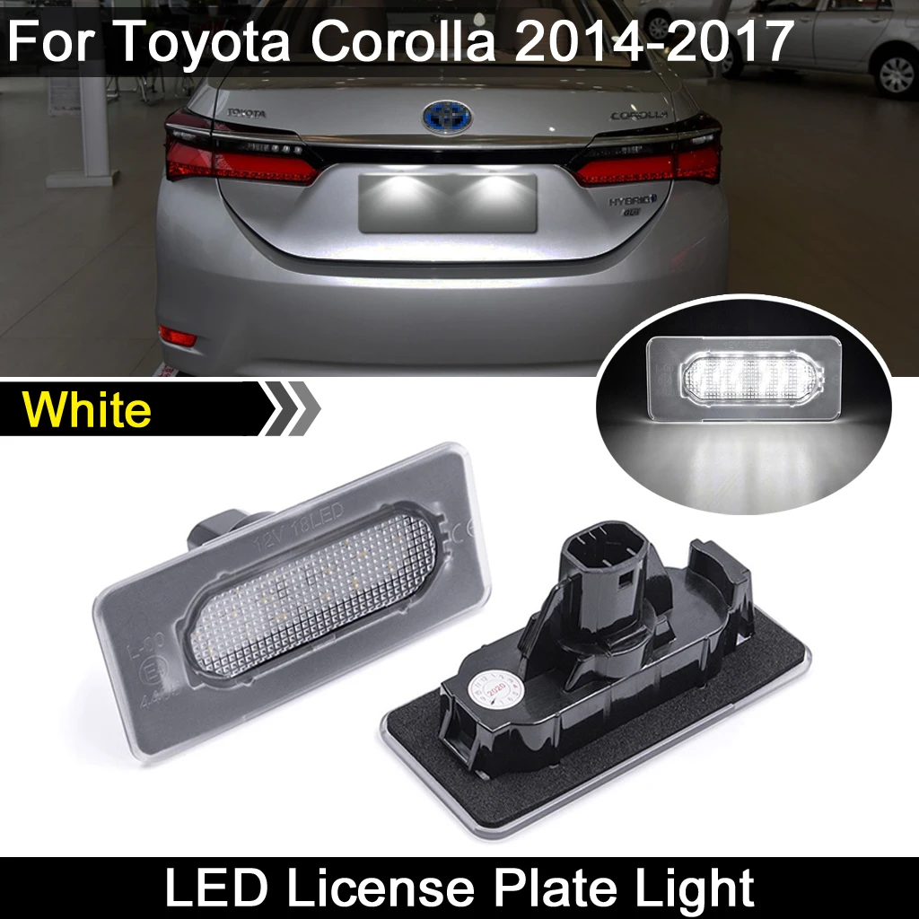 2Pcs For Toyota Corolla 2014 2015 2016 2017 Hight Brightness White LED License Plate Light Number Plate Lamp